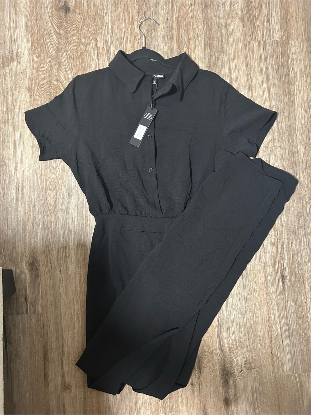 Fashion Nova Black Short-Sleeve Jumpsuit